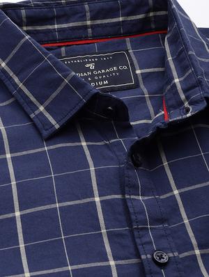 navy blue checkered casual shirt - 16855382 - Standard Image - 4