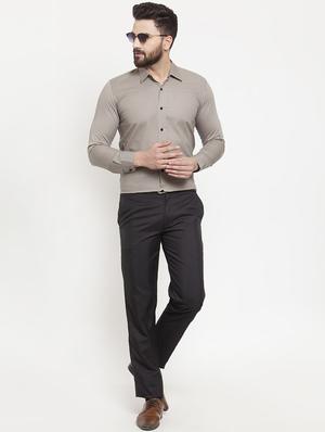 grey solid casual shirt - 16855903 - Standard Image - 4