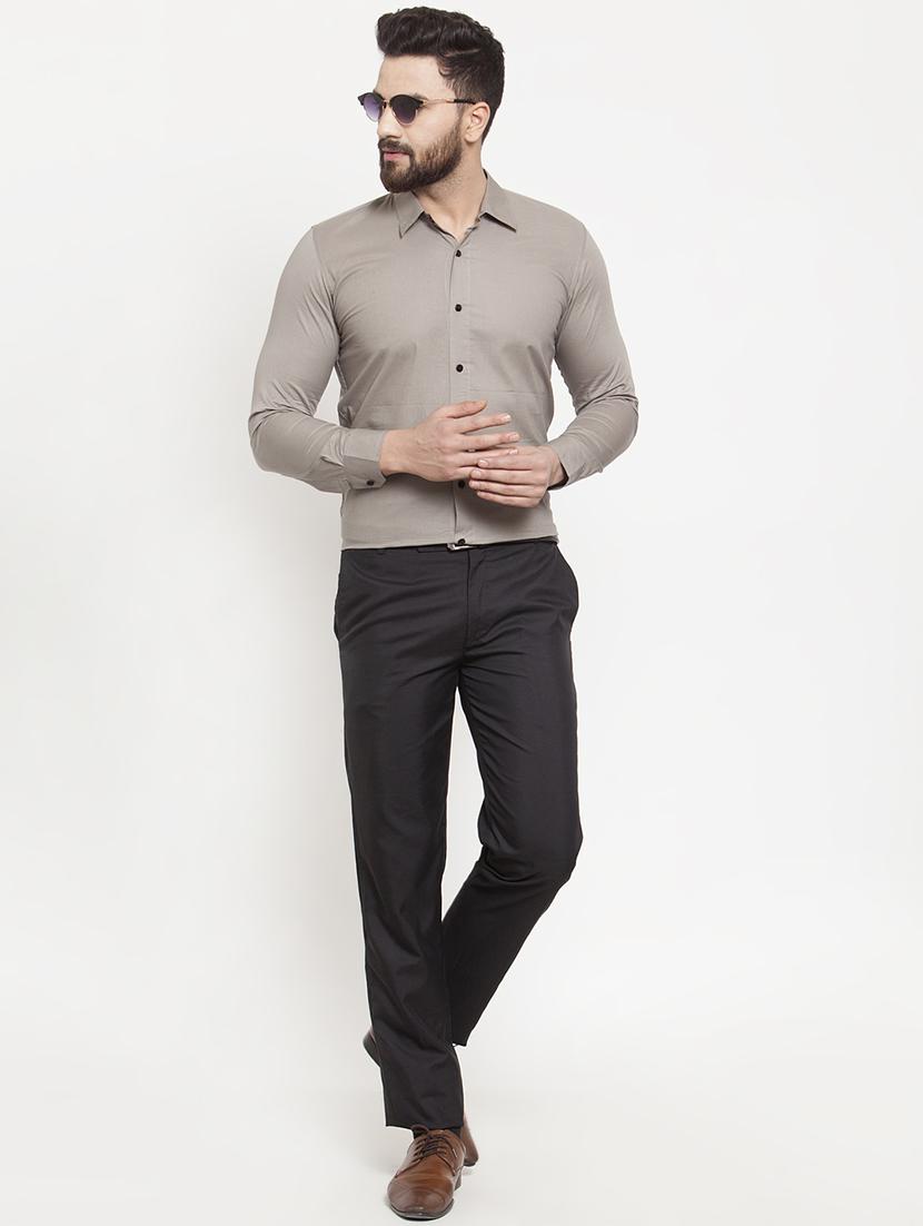 grey solid casual shirt - 16855903 - Zoom Image - 4