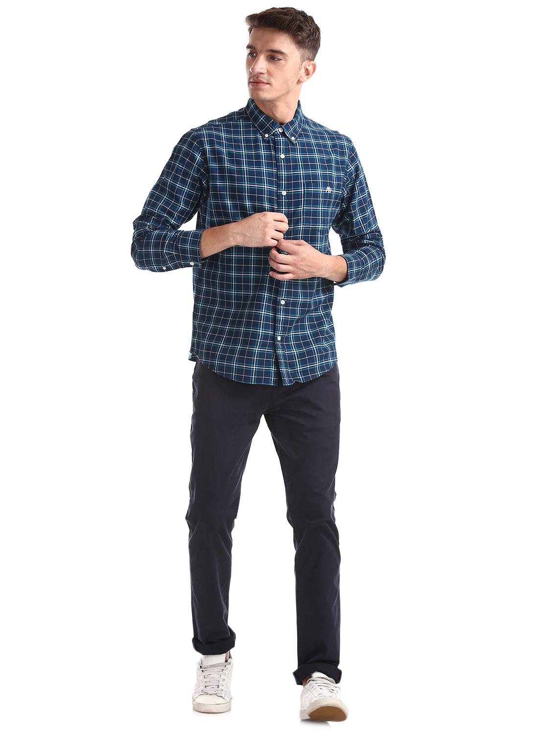blue checkered casual shirt - 16858386 - Zoom Image - 4
