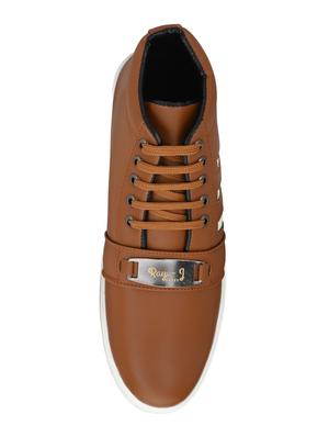 brown leatherette lace up sneakers - 16858822 - Standard Image - 4