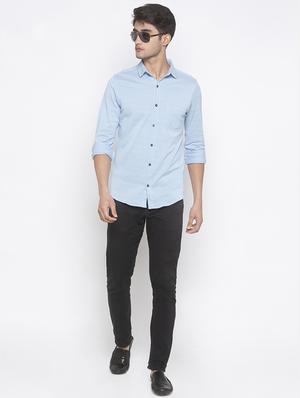 blue solid casual shirt - 16859270 - Standard Image - 4