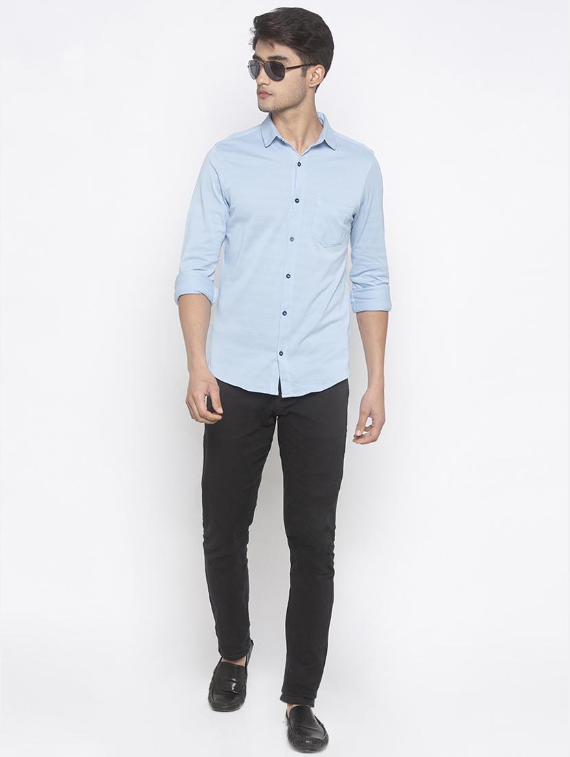blue solid casual shirt - 16859270 - Zoom Image - 4