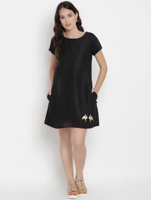 round neck embroidered dress - 16860063 - Standard Image - 4