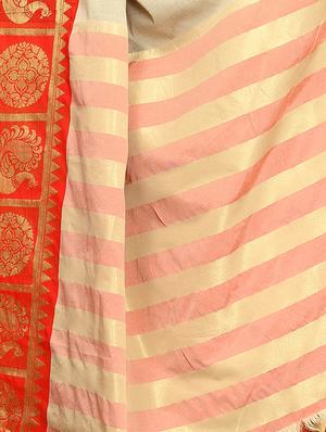 solid bordered kanjivaram saree with blouse - 16860279 - Standard Image - 4