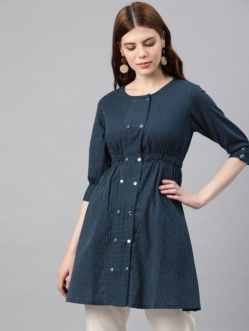 button up striped tunic - 16861835 - Very Small Image - 1