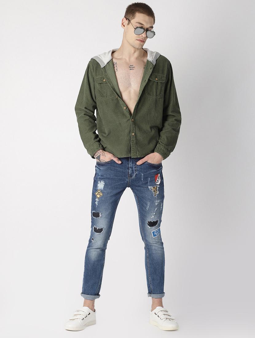 green solid corduroy shirt - 16862014 - Zoom Image - 4