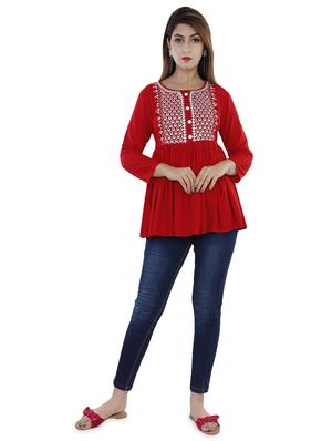 embroidered flared kurti - 16863478 - Standard Image - 4