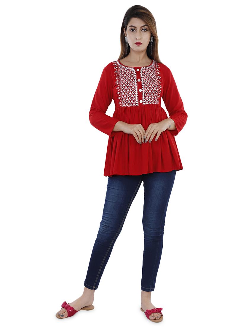 embroidered flared kurti - 16863478 - Zoom Image - 4