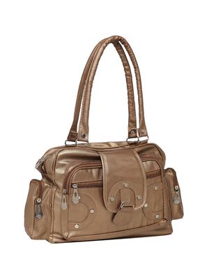 brown leatherette regular handbag - 16863950 - Standard Image - 4