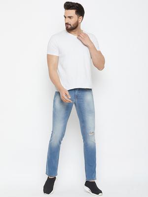 blue heavy washed distressed denim jeans - 16865279 - Standard Image - 4
