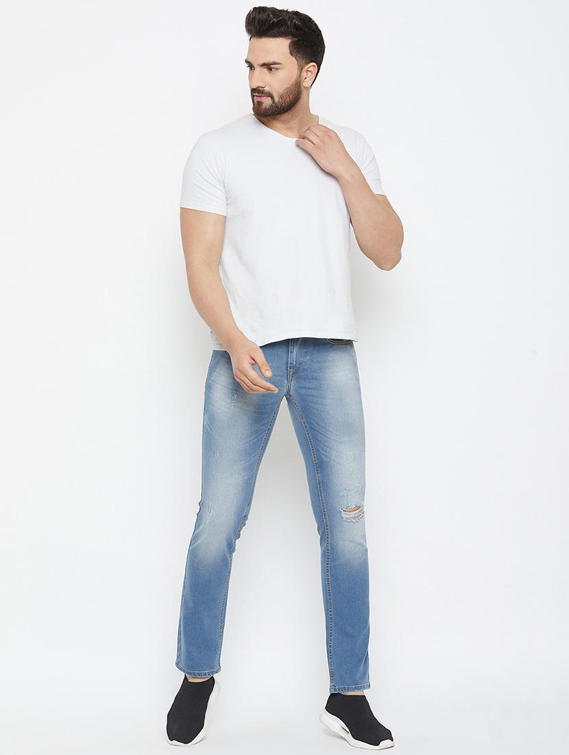 blue heavy washed distressed denim jeans - 16865279 - Zoom Image - 4