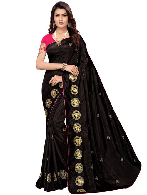 bordered embroidered saree with blouse - 16866756 - Standard Image - 1