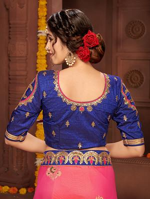 self design embroidered saree with blouse - 16867110 - Standard Image - 4