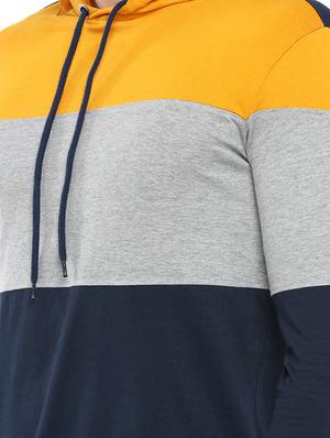 navy blue color block hooded t-shirt - 16867190 - Standard Image - 7