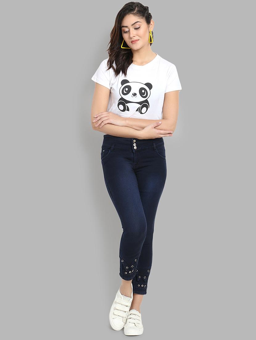 eyelet detail mid rise jeans - 16868012 - Zoom Image - 4