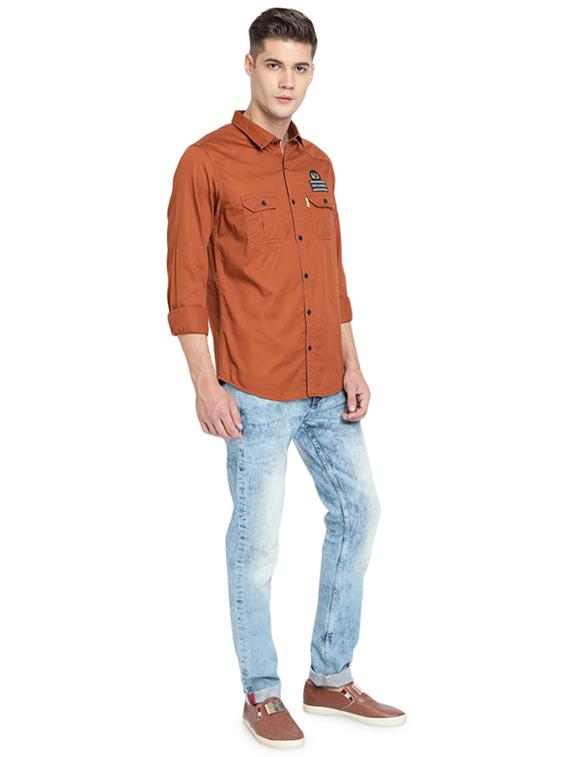 brown solid casual shirt - 16868968 - Zoom Image - 4