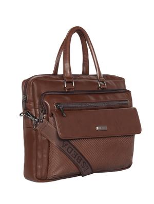 brown leatherette (pu) laptop bag - 16870241 - Standard Image - 4