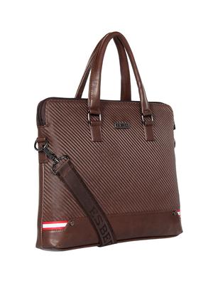 brown leatherette (pu) laptop bag - 16870247 - Standard Image - 4