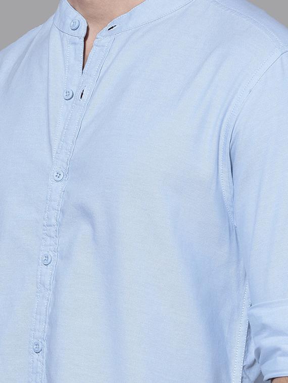 light blue solid casual shirt - 16873290 - Zoom Image - 4