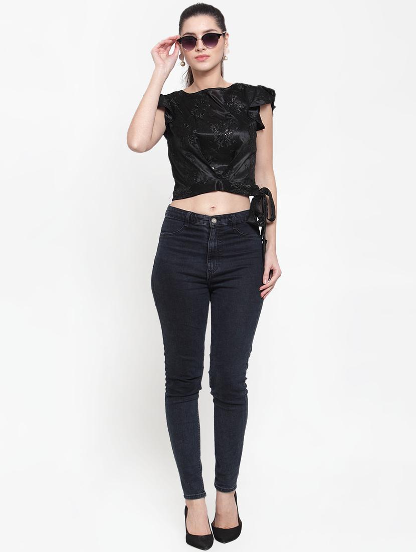 tie knot embellished crop top - 16882480 - Zoom Image - 4