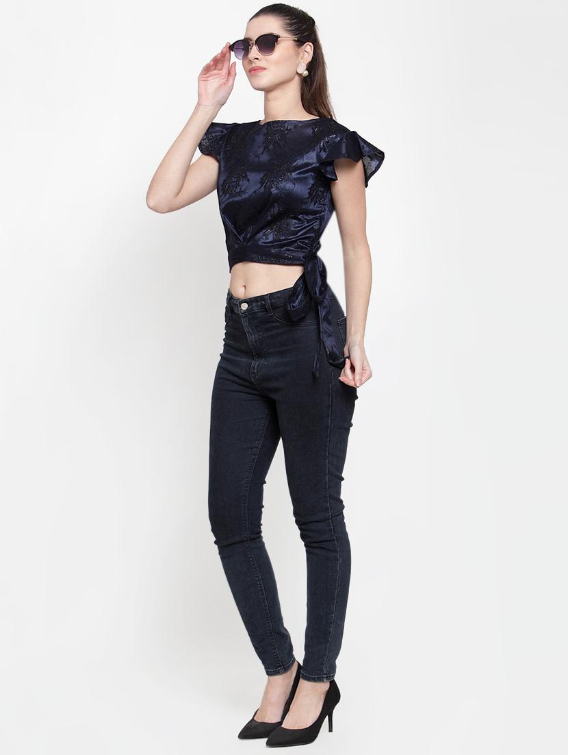tie knot embellished crop top - 16882481 - Zoom Image - 4