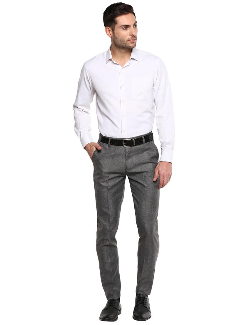 grey solid flat front formal trouser - 16885176 - Zoom Image - 4