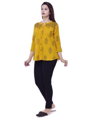 mandarin neck printed a line top - 16886530 - Standard Image - 4