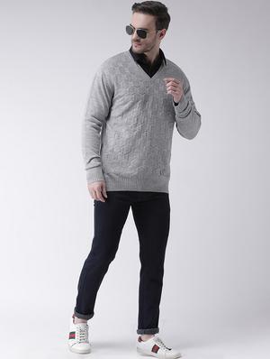 grey solid pullover - 16886742 - Standard Image - 4