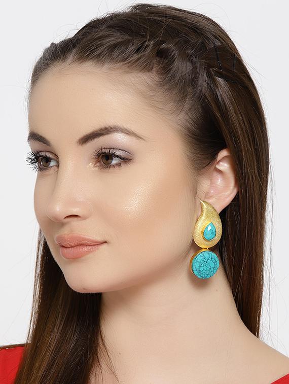 blue brass drop earring - 16889061 - Zoom Image - 4