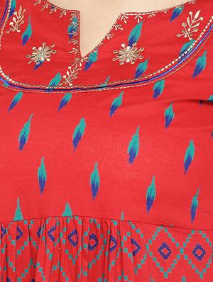 red cotton empire line dress - 16889918 - Standard Image - 4