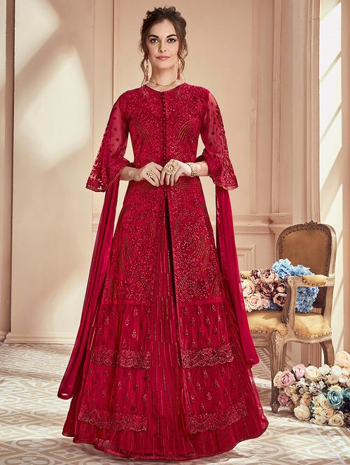 embroidered a-line gown - 16893412 - Standard Image - 1