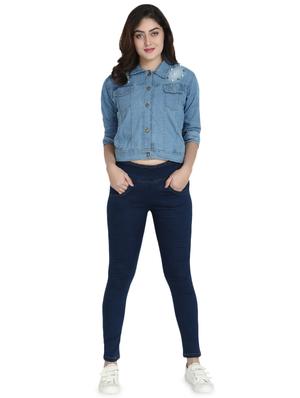 pearl embellished denim crop jacket - 16894809 - Standard Image - 4
