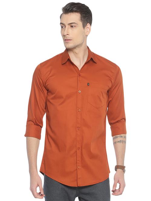 orange solid casual shirt - 16903357 - Standard Image - 1