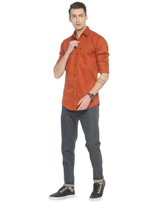 orange solid casual shirt - 16903357 - Standard Image - 4