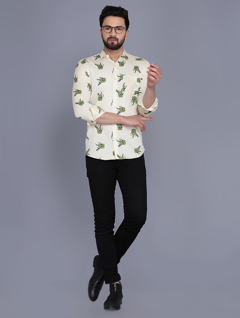 beige printed casual shirt - 16903479 - Zoom Image - 4