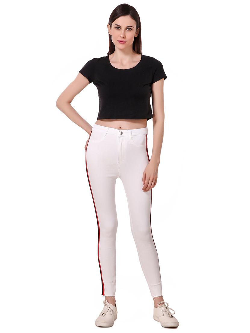 high rise side taped jeans - 16910830 - Zoom Image - 4