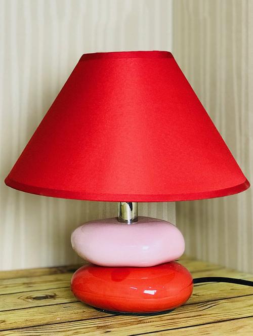 elegant red colour ceramic table lamp - 16911148 - Standard Image - 1