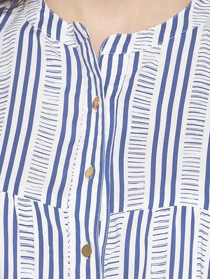 button up mandarin neck top - 16915605 - Standard Image - 4