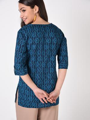 indigo straight kurti - 16919561 - Standard Image - 4