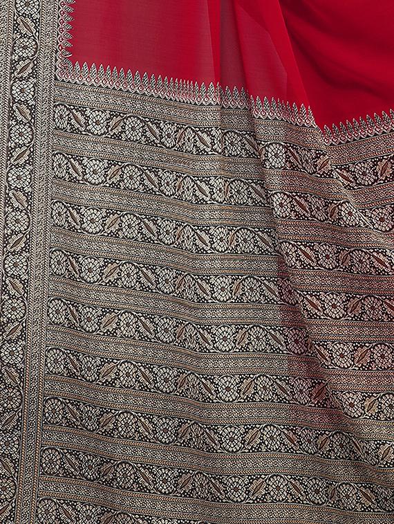 solid bordered saree with blouse - 16928878 - Zoom Image - 4