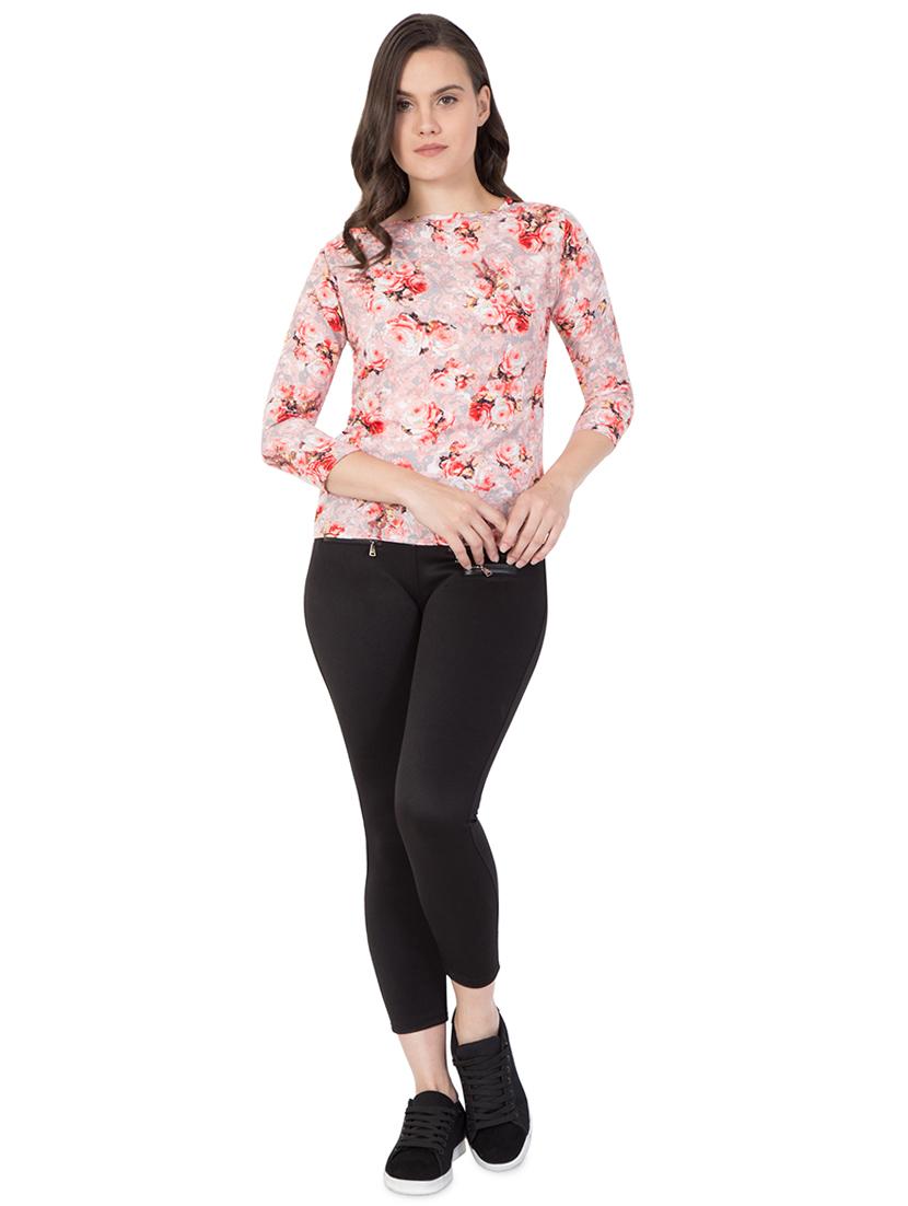 round neck floral top - 16935516 - Zoom Image - 4