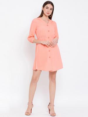 gather detail button up a-line dress - 16936469 - Standard Image - 4