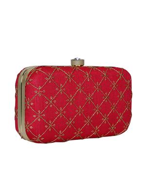 red faux silk box clutch - 16939267 - Standard Image - 4