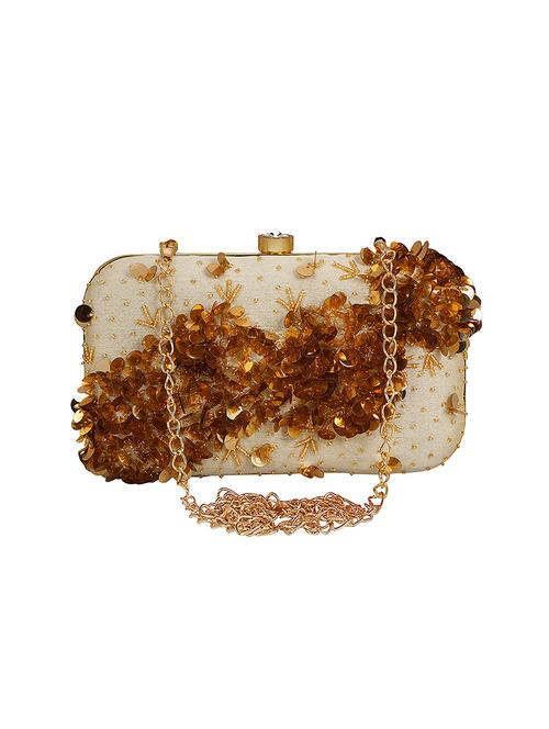 cream faux silk box clutch - 16939338 - Standard Image - 1