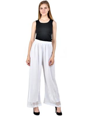 white rayon flared palazzo - 16943655 - Standard Image - 4