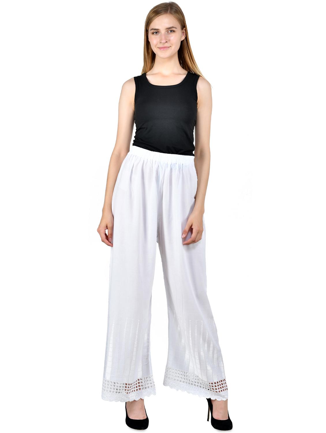white rayon flared palazzo - 16943655 - Zoom Image - 4