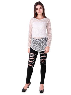 floral laced long top - 16943982 - Standard Image - 4