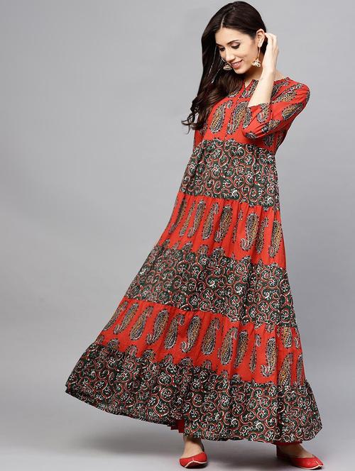 paisley tiered flare kurta - 16946423 - Very Small Image - 1