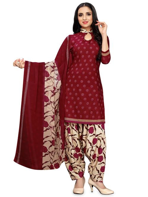 printed patiyala unstitched suit - 16946915 - Standard Image - 1